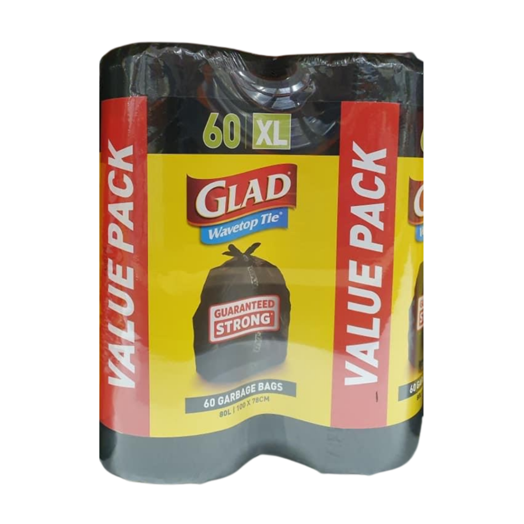 Glad Wavetop Garbage Bags 60 Counts Fits 80l Bin Freshease 